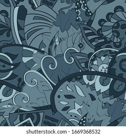 Tracery seamless pattern. Mehndi design. Ethnic colorful doodle texture. Curved doodling background. Vector
