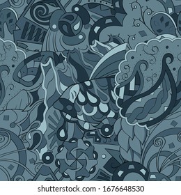 Tracery seamless pattern. Mehndi design. Ethnic colorful doodle texture. Curved doodling background. Vector