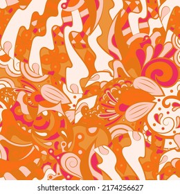 Tracery seamless pattern. Mehndi design. Ethnic colorful doodle texture. Curved doodling background. Vector