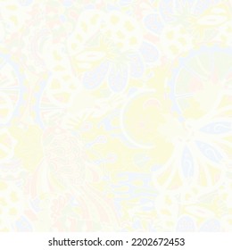 Tracery seamless pattern. Mehndi design. Pastel. 6 colors. Ethnic colorful doodle texture. Curved doodling background. Vector