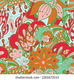 Tracery seamless pattern. Mehndi design. Ethnic colorful doodle texture. Curved doodling background. Vector