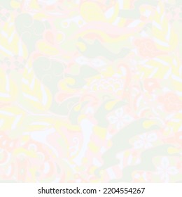 Tracery seamless pattern. Mehndi design. Pastel. 6 colors. Ethnic colorful doodle texture. Curved doodling background. Vector