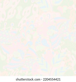 Tracery seamless pattern. Mehndi design. Pastel. 6 colors. Ethnic colorful doodle texture. Curved doodling background. Vector