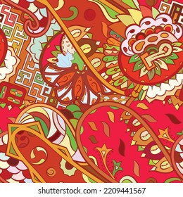 Tracery seamless pattern. Mehndi design. Ethnic doodle texture. Curved doodling background. Vector