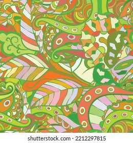 Tracery seamless pattern. Mehndi design. Ethnic doodle texture. Curved doodling background. Vector