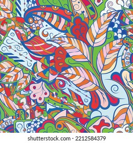 Tracery seamless pattern. Mehndi design. Ethnic doodle texture. Curved doodling background. Vector