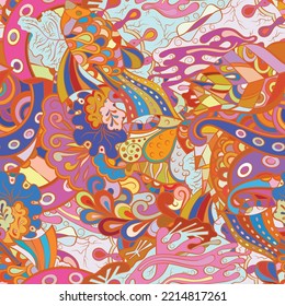 Tracery seamless pattern. Mehndi design. Ethnic doodle texture. Curved doodling background. Vector