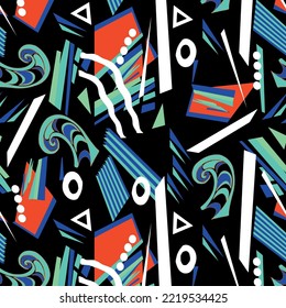 Tracery seamless pattern. Mehndi design. Ethnic colorful doodle texture. Curved doodling background.