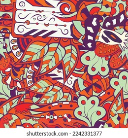 Tracery seamless pattern. Mehndi design. Ethnic doodle texture. Curved doodling background. Vector