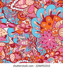 Tracery seamless pattern. Mehndi design. Ethnic doodle texture. Curved doodling background. Vector