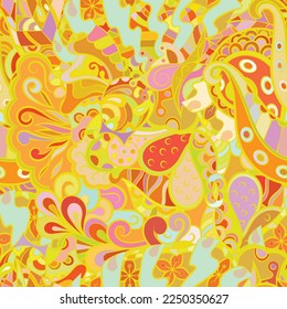 Tracery seamless pattern. Mehndi design. Ethnic doodle texture. Curved doodling background. Vector