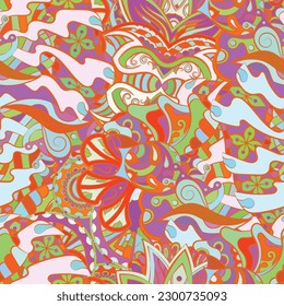 Tracery seamless pattern. Mehndi design. Ethnic doodle texture. Curved doodling background. Vector