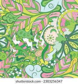 Tracery seamless pattern. Mehndi design. Ethnic doodle texture. Curved doodling background. Vector