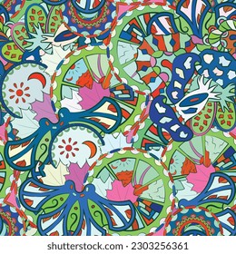 Tracery seamless pattern. Mehndi design. Ethnic doodle texture. Curved doodling background. Vector