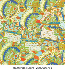 Tracery seamless pattern. Mehndi design. Ethnic doodle texture. Curved doodling background. Vector