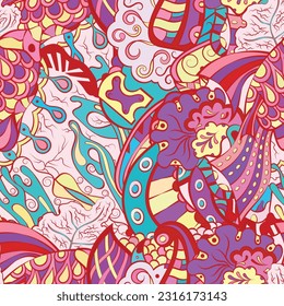 Tracery seamless pattern. Mehndi design. Ethnic doodle texture. Curved doodling background. Vector