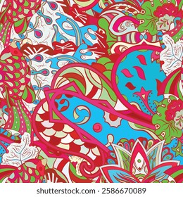 Tracery seamless pattern. Mehndi design. Ethnic doodle texture. Curved doodling background. Vector