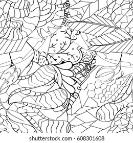 Tracery seamless pattern. Mehndi design. Ethnic monochrome binary doodle texture. Curved doodling black and white background. Vector