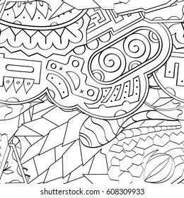 Tracery seamless pattern. Mehndi design. Ethnic monochrome binary doodle texture. Curved doodling black and white background. Vector