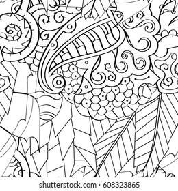 Tracery seamless pattern. Mehndi design. Ethnic monochrome binary doodle texture. Curved doodling black and white background. Vector