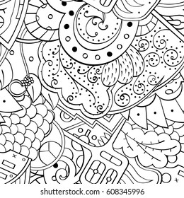 Tracery seamless pattern. Mehndi design. Ethnic monochrome binary doodle texture. Curved doodling black and white background. Vector