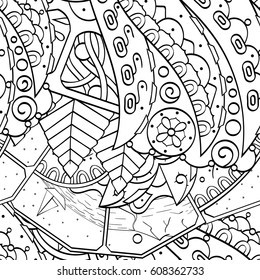 Tracery seamless pattern. Mehndi design. Ethnic monochrome binary doodle texture. Curved doodling black and white background. Vector
