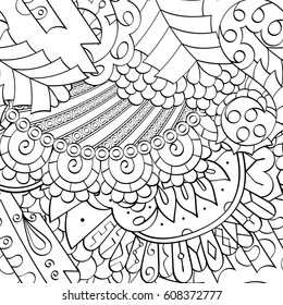Tracery seamless pattern. Mehndi design. Ethnic monochrome binary doodle texture. Curved doodling black and white background. Vector