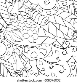 Tracery seamless pattern. Mehndi design. Ethnic monochrome binary doodle texture. Curved doodling black and white background. Vector