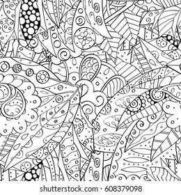 Tracery seamless pattern. Mehndi design. Ethnic monochrome binary doodle texture. Curved doodling black and white background. Vector