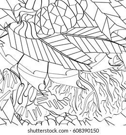 Tracery seamless pattern. Mehndi design. Ethnic monochrome binary doodle texture. Curved doodling black and white background. Vector