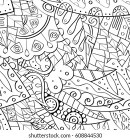 Tracery seamless pattern. Mehndi design. Ethnic monochrome binary doodle texture. Curved doodling black and white background. Vector