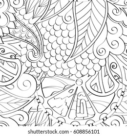 Tracery seamless pattern. Mehndi design. Ethnic monochrome binary doodle texture. Curved doodling black and white background. Vector