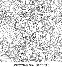 Tracery seamless pattern. Mehndi design. Ethnic monochrome binary doodle texture. Curved doodling black and white background. Vector