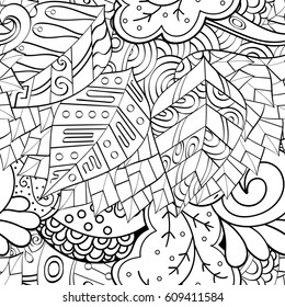 Tracery seamless pattern. Mehndi design. Ethnic monochrome binary doodle texture. Curved doodling black and white background. Vector