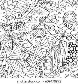 Tracery seamless pattern. Mehndi design. Ethnic monochrome binary doodle texture. Curved doodling black and white background. Vector