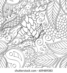 Tracery seamless pattern. Mehndi design. Ethnic monochrome binary doodle texture. Curved doodling black and white background. Vector