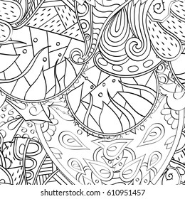 Tracery seamless pattern. Mehndi design. Ethnic monochrome binary doodle texture. Curved doodling black and white background. Vector