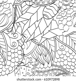 Tracery seamless pattern. Mehndi design. Ethnic monochrome binary doodle texture. Curved doodling black and white background. Vector