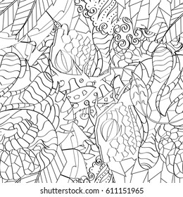 Tracery seamless pattern. Mehndi design. Ethnic monochrome binary doodle texture. Curved doodling black and white background. Vector