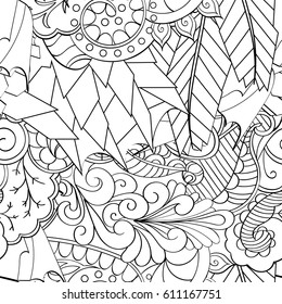 Tracery seamless pattern. Mehndi design. Ethnic monochrome binary doodle texture. Curved doodling black and white background. Vector