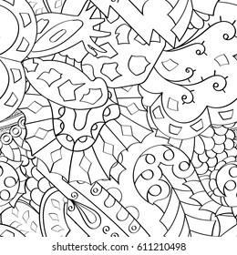 Tracery seamless pattern. Mehndi design. Ethnic monochrome binary doodle texture. Curved doodling black and white background. Vector