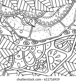 Tracery seamless pattern. Mehndi design. Ethnic monochrome binary doodle texture. Curved doodling black and white background. Vector