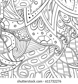 Tracery seamless pattern. Mehndi design. Ethnic monochrome binary doodle texture. Curved doodling black and white background. Vector