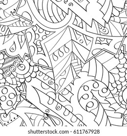 Tracery seamless pattern. Mehndi design. Ethnic monochrome binary doodle texture. Curved doodling black and white background. Vector
