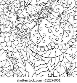 Tracery seamless pattern. Mehndi design. Ethnic monochrome binary doodle texture. Curved doodling black and white background. Vector