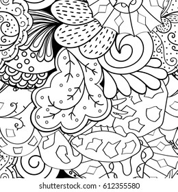 Tracery seamless pattern. Mehndi design. Ethnic monochrome binary doodle texture. Curved doodling black and white background. Vector