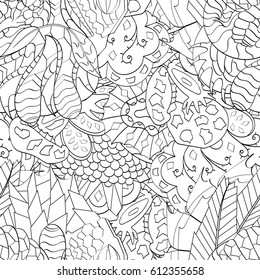 Tracery seamless pattern. Mehndi design. Ethnic monochrome binary doodle texture. Curved doodling black and white background. Vector