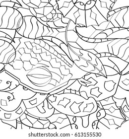 Tracery seamless pattern. Mehndi design. Ethnic monochrome binary doodle texture. Curved doodling black and white background. Vector