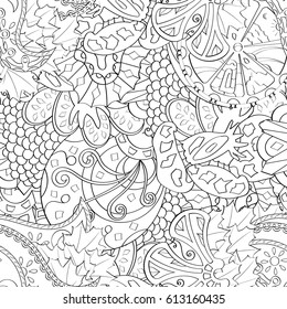 Tracery seamless pattern. Mehndi design. Ethnic monochrome binary doodle texture. Curved doodling black and white background. Vector