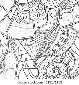 Tracery seamless pattern. Mehndi design. Ethnic monochrome binary doodle texture. Curved doodling black and white background. Vector